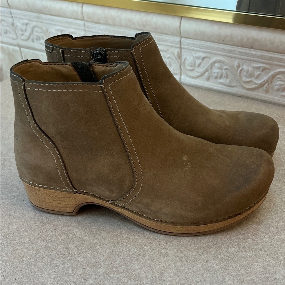 Dansko Nubuck Side Zip Ankle Boots